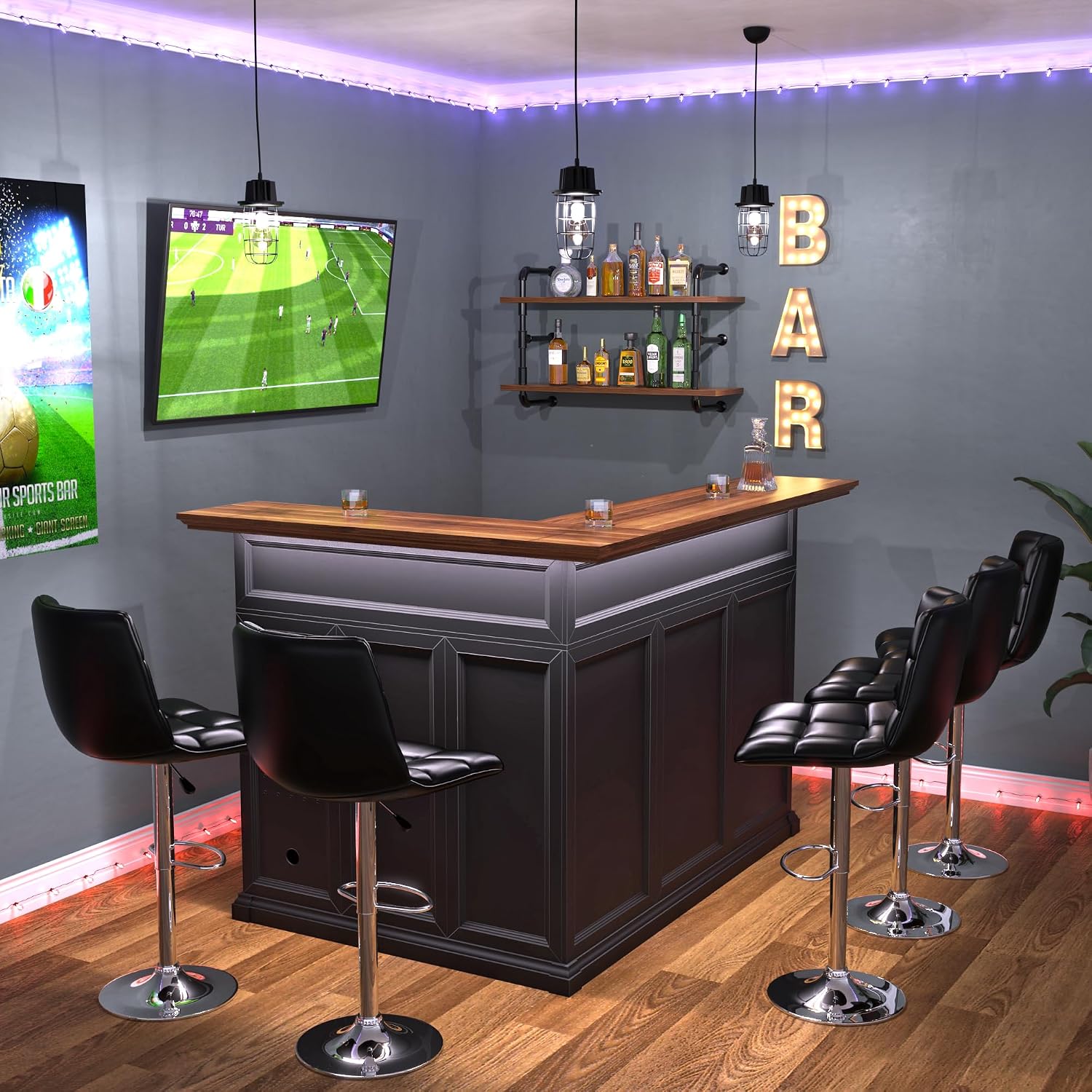 L-Shaped Home Bar Cabinet with - Home Bar And Fridge review and price